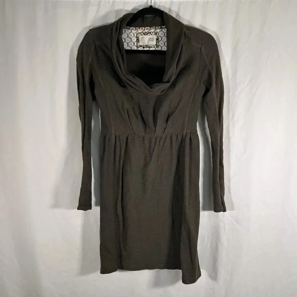 Saturday Sunday Anthropologie Mini Dress Women's XS Green Long Sleeve Mock Neck